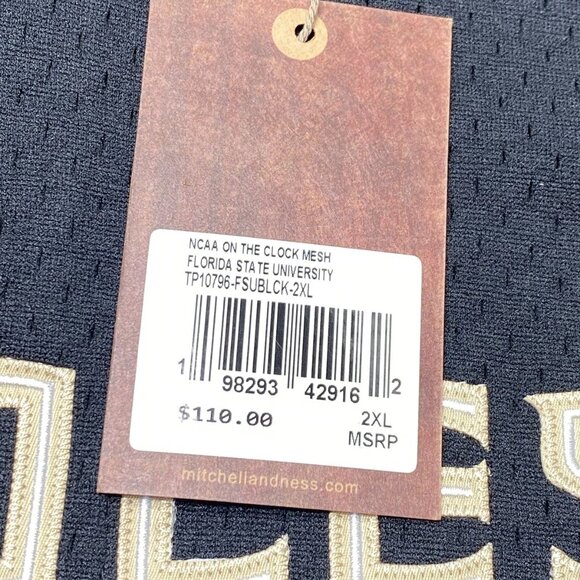 Mitchell & Ness Men’s FSU Seminoles Mush Button-Up Jersey Shirt Size 2XL Black - Picture 4 of 9